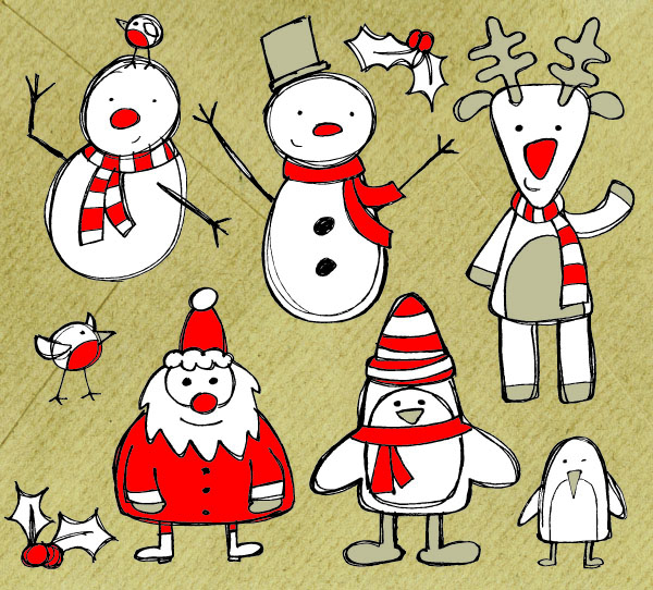 free vector Christmas vector cute cartoon